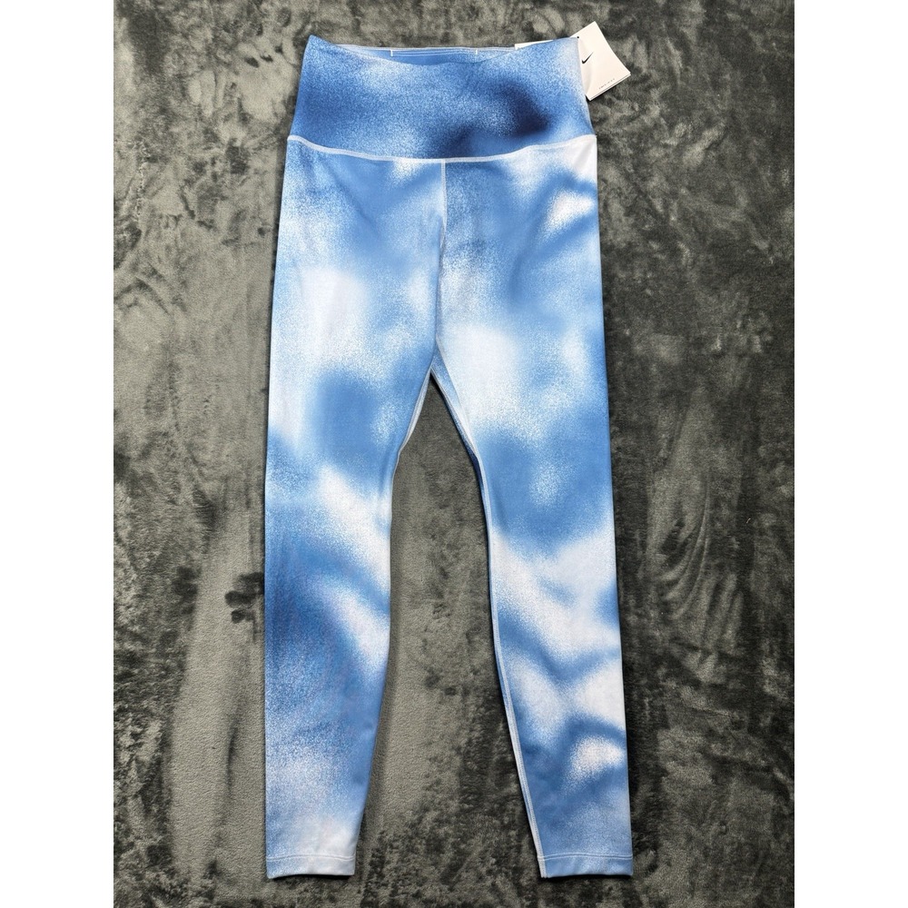 Nike One Women's M Dri-FIT High Rise Full Length Leggings Blue White NWT